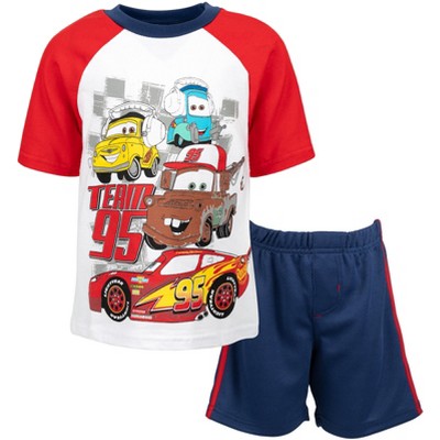 Disney Pixar Cars Tow Mater Lightning McQueen Graphic T-Shirt Mesh Shorts Set Toddler to Little Kid