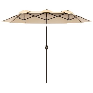 Outsunny 9.5' Double-sided Patio Umbrella with 3 Air Vents, Tilt and Crank, Outdoor Umbrella - 1 of 4