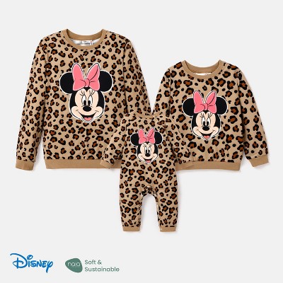 PATPAT Disney Mickey and Friends Mommy and Me Matching Outfits Leopard Long Sleeves Shirt Sweatshirt Tops