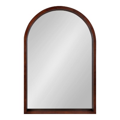 Walnut Brown Arched Wood Vanity Mirror