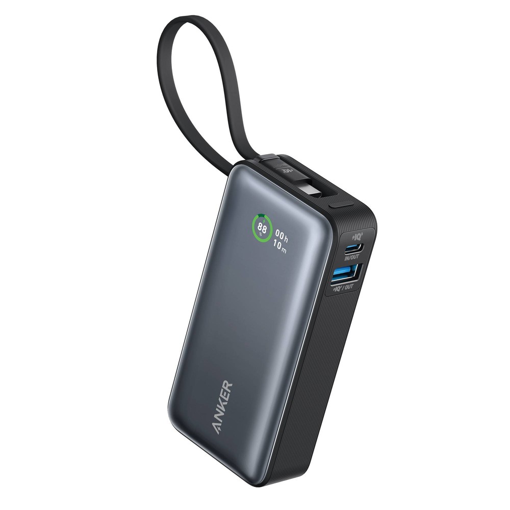 Anker 10000mAh 30W Power Bank with Built-In Cable - Black