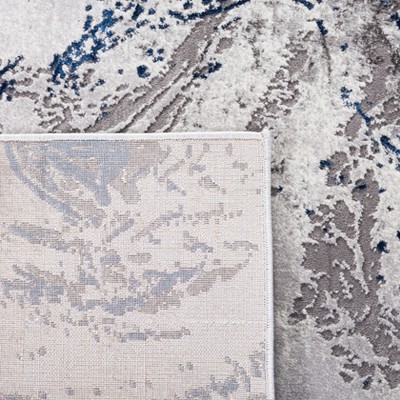 Gray Abstract Hand-knotted Square Synthetic Area Rug
