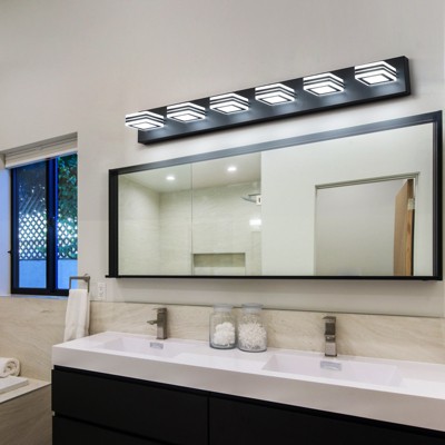 Dolonm 39" Modern Black 6-Light LED Vanity Light - Flawless Makeup Lighting, Moisture-Proof, Easy Install for Bathroom Mirror