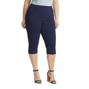 Rekucci Women's Plus Size Pull-On Mid-Rise Capri Pants with Tummy Control - 1 of 4