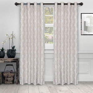 Vintage Venetian Damask Jacquard Embroidered Curtains, Set of 2 by Blue Nile Mills - 1 of 4