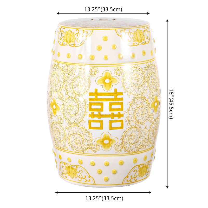 Double Happiness 18" Chinoiserie Ceramic Drum Garden Stool - JONATHAN Y, 3 of 9