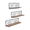Set of 3 Wall Storage Shelves - Rustic Wood & Metal Floating Shelves with Decorative Iron Frame - Casual Home Style for Living Room, Bedroom, Office - 3 of 4