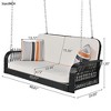 2-Seater Patio PE Wicker Porch Swing, Hanging Bench With Chains For Backyard/Garden/Poolside 4A - ModernLuxe - 3 of 4