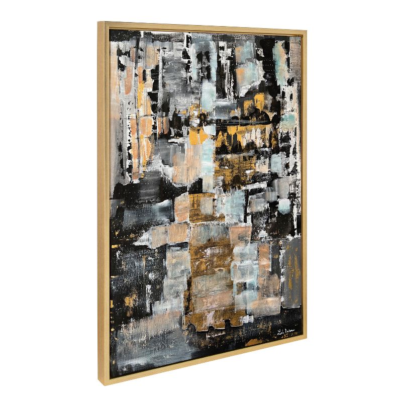 Kate & Laurel All Things Decor Sylvie Starry Night Framed Wall Art by Leah Nadeau Bright Gold Modern Abstract Geometric Wall Art, 1 of 7