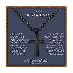 Turandoss Cross Necklace for Men Boys, Gold Silver Black Cross Pendant Necklace, Fathers Day Gifts for Men Boys Husband, Birthday Gifts for Son, 20In - 1 of 4