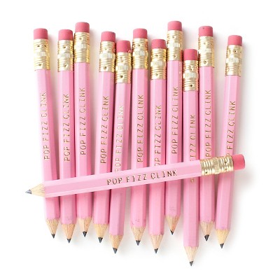 12ct Pop Fizz Clink Mini Heart Party Pencils Pink