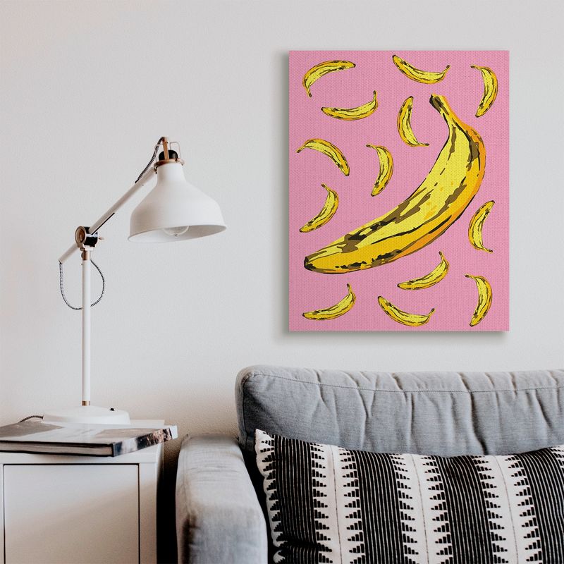Stupell Industries Ripe Bananas Whimsical Tropical Fruits Yellow Pink Gallery Wrapped Canvas Wall Art, 30 x 40, 3 of 5