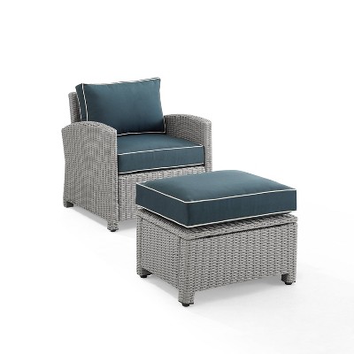 Wicker chair deals and ottoman set