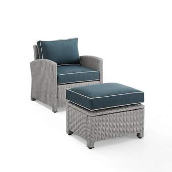 Bradenton 2pc Outdoor Wicker Arm Chair & Ottoman Set - Crosley