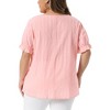 Women's Plus Size Pleated Front Hollow Square Neck Ruffle Sleeve Summer Blouse - Agnes Orinda - 4 of 4