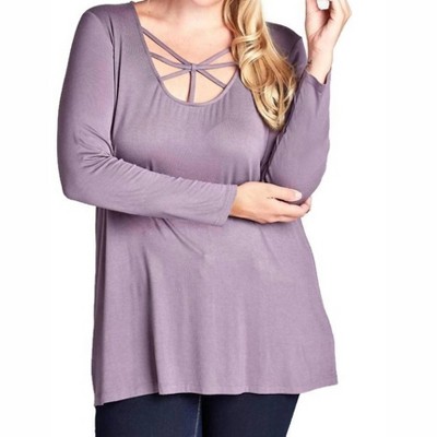 Women's Caged Scoop Neck Top - PLUS - Oddi