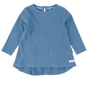 RuffleButts Little Girl Waffle Knit Long Sleeve Bow Back Top - 1 of 4