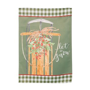 Evergreen Let It Snow Sleigh Suede Garden Flag 12 x 18 Inches Indoor Outdoor Decor - 1 of 4
