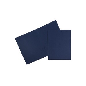 JAM Paper Two-Pocket Textured Linen Business Folders Navy Blue Bulk 25/Pack 386LNAA - 1 of 4