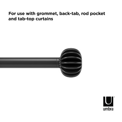 Matte Black Adjustable Steel Curtain Rod with Pleated Finial