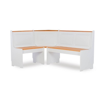 Ardmore White and Natural Finish Corner Nook Dining Set