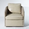 KINWELL 100% Top Grain Genuine Leather Oak Frame Rattan Swivel Barrel Armchair - 4 of 4