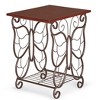 Collections Etc Iron Butterfly and Scrolling Wooden Top Side Table 15.5 X 17.75 X 11.75 Brown - 3 of 3