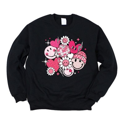 Simply Sage Market Women's Graphic Sweatshirt Pink Flower Hearts