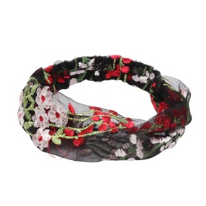 Unique Bargains Women's Grape Flowers Wide Lace Headband 1 Pc - 1 of 4
