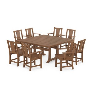 POLYWOOD 9pc Prairie Square Farmhouse Outdoor Patio Dining Set with Trestle Legs - 1 of 1
