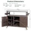 Coolbibila-Outdoor Kitchen Island, Rolling Bar Cart & Storage Cabinet, Farmhouse Solid Wood Outdoor Grill Table With Stainless Steel Top - 4 of 4