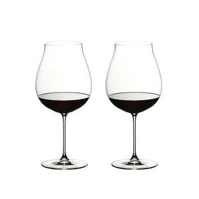 Riedel Veritas Crystal Dishwasher Safe New World Pinot Noir Nebbiolo Rose Champagne Wine Glass, 28.21 Oz. (2 Pack)