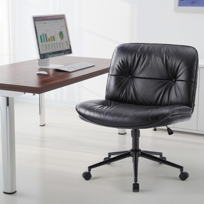 ALEXOUN Criss Cross Home Office Chair,Wide Seat,PU Leather Swivel Height Adjustable Comfy Computer Task Seat,for Home,Office