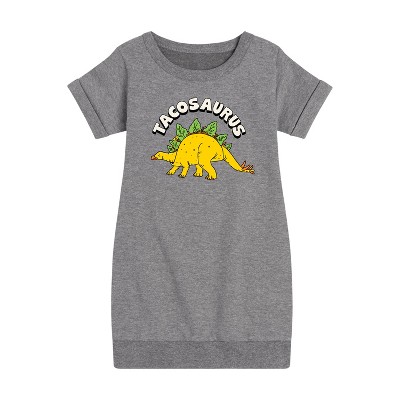 - Instant Message - Tacosaurus Graphic Short Sleeve Fleece Dress
