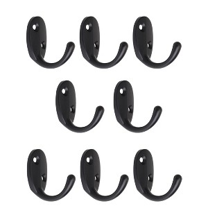 Unique Bargains Coat Cloth Bag Zinc Alloy Wall Hooks Black 8 Pcs - 1 of 4