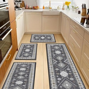 DOMETOUR Boho Kitchen Rugs Sets 4 Piece with Runner Floral Kitchen Floor Mat, Non Skid Washable Runner Rug for Kitchen Floor Sink - 1 of 4