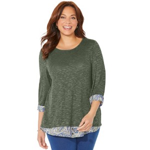 Catherines Women's Plus Size Impossibly Soft Duet Tunic - 1 of 4