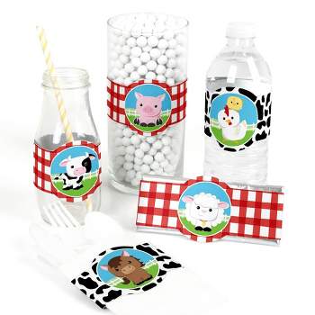 Big Dot of Happiness Farm Animals - DIY Party Supplies - Baby Shower or Birthday Party DIY Wrapper Favors & Decorations - Set of 15