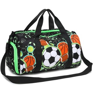 Kids Overnight Bag for Boys Small Soccer Sports Gym Bags Duffle Tote With Shoe Compartment Toddler Weekender Sleepover Bags for Travel - 1 of 4