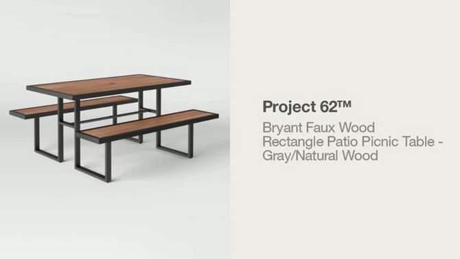 Faux Wood Rectangle Bryant Outdoor Patio Picnic Dining Table Gray/Natural Wood - Threshold&#8482;, 2 of 8, play video