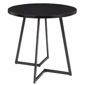 VECELO Round Dining Table Modern Wood Grain Accent Table Coffee Table with Steel Legs Small Space End Table - 1 of 4