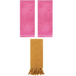 REGALWOVEN 3 Packs Cotton Absorbent Soft Turkish Hand Towels with tassel for Bathroom - 1 of 4
