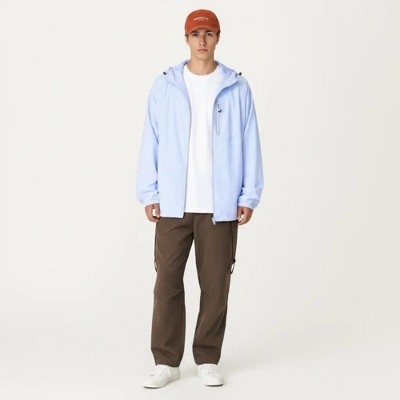 Alilang Men's Lightweight Windbreaker Jacket with Hood Full Zip Closure Panel Detail and Elastic Cuff Design - Medium, Light Blue — фото 2