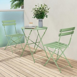 Senpuki Outdoor 3-Piece Bistro Set - Weather-proof Steel Folding Table & 2 Chairs Set - 1 of 4