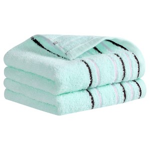 REGALWOVEN Bathroom Cotton Striped Pattern Absorbent Soft Decorative Hand Towel 13" x 27" - 1 of 4