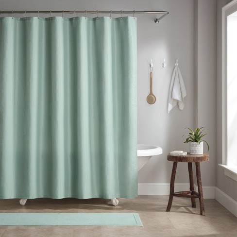 Host & Home Poly Shower Curtain Set 72x72 Raindrop Silt Green : Target