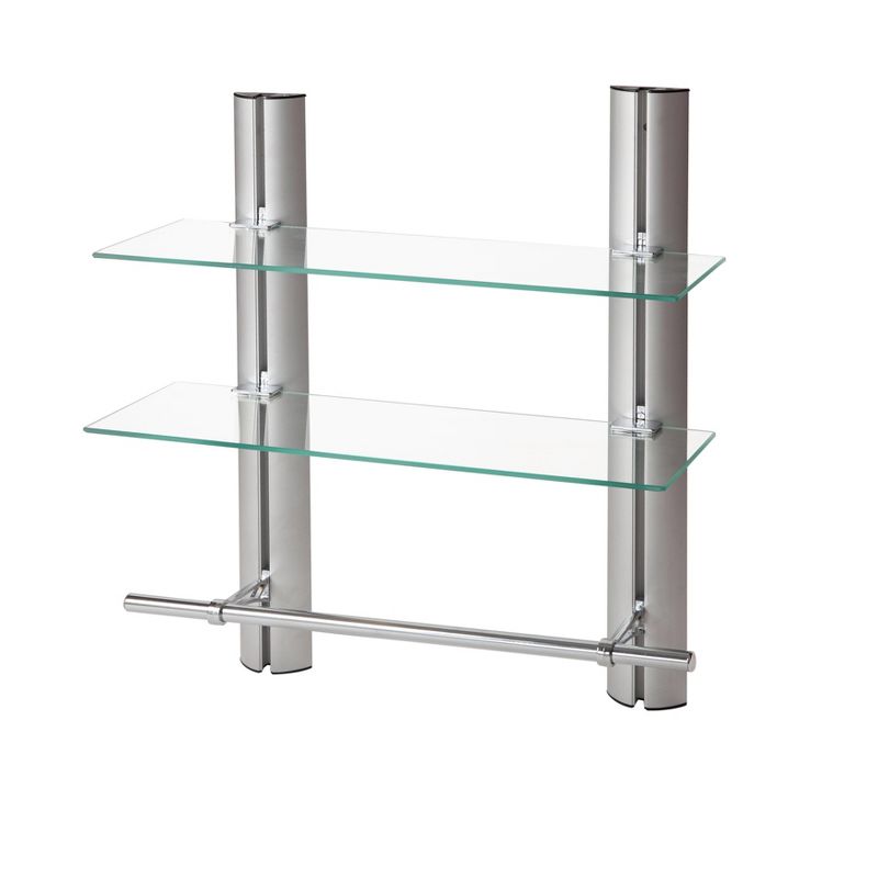 7&#34; x 20&#34; 2 Tier Adjustable Glass Shelf with Towel Bar Wall Shelf - Danya B., 1 of 7