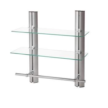 7" x 20" 2 Tier Adjustable Glass Shelf with Towel Bar Wall Shelf - Danya B.