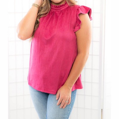 Women's Vibrant Expression Ruffle Sleeve Top - voy