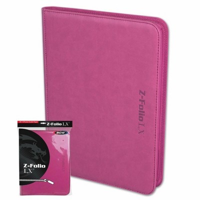 BCW GAMING Z-FOLIO 9-POCKET LX ALBUM Pink HOLDS 360 CARDS ZIPPER CLOSURE